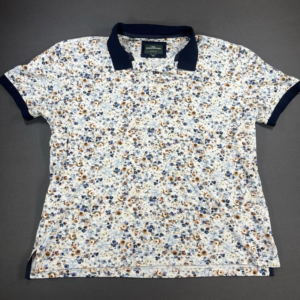 Rodd and Gunn Shirt Mens 2XL Short Sleeve Polo Floral Print Preppy Coastal